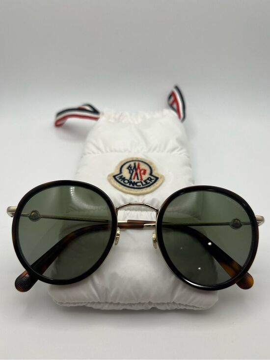 Moncler ML0195 Sunglasses 56R Havana Dark Green Pale Gold Temples Polarized main image 6